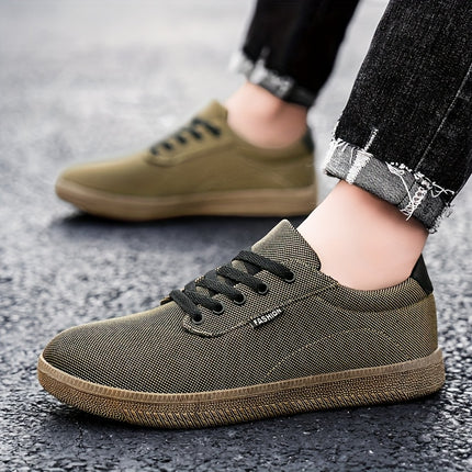 Men'S Classic Low-Top Canvas Sneakers - Retro Casual Shoes with Lace-Up Closure, Breathable Fabric Lining