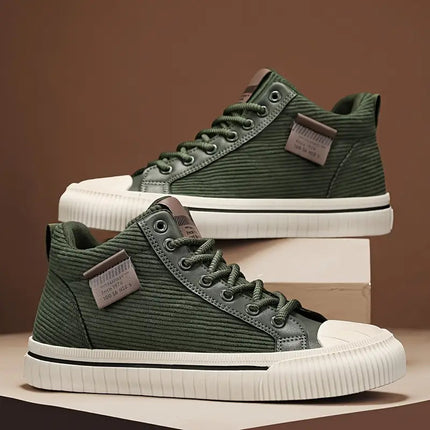 Men's All-Season Thick-Soled Sneakers - Korean Style Mid-Top Chunky Cushioned PVC Sole,