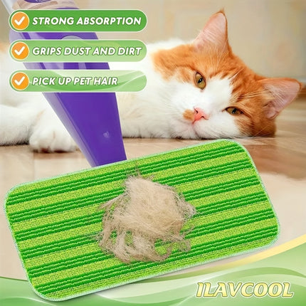 Mop Pads Reusable, Strong Absorption, Pet Hair Pickup, Dust and Dirt Grips, Cleaning Accessories, 2 Pack