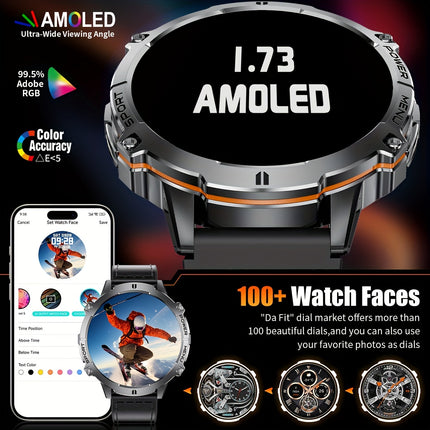 Men'S Smartwatch with 4.39cm AMOLED Touch Screen, Battery, IPX8, Wireless Calls, Music Playback
