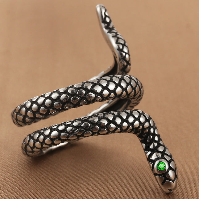 Titanium Steel Vintage Snake Animal Ring