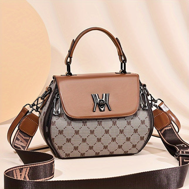 Classic Colorblock Shoulder Handbag - Satchel Bag Synthetic with Feature - Adjustable Strap