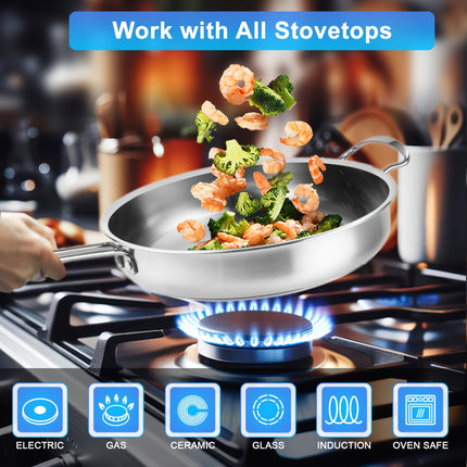 10-Piece Stainless Steel Pots And Pans Set, Kitchen Cookware Sets, Induction Pots And Pans,