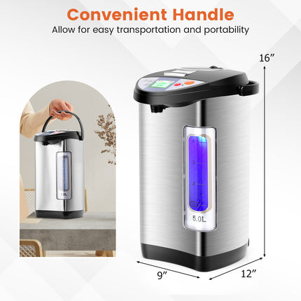 Water Boiler and Warmer, 5.28 Qt Stainless Steel Hot Water Dispenser with Safety Lock,