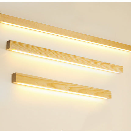 Walnut Color Log Strip Wall Lamp Modern Minimalist