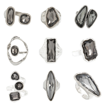 Fashionable Light-Luxury Acrylic Rhinestone Ring Set
