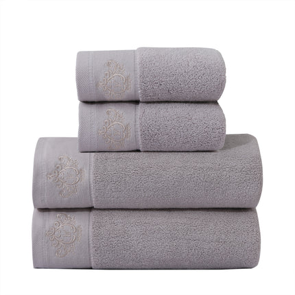 1pc Premium Embroidered Crown Towel - Soft, Absorbent, Non-Fade Cotton Material in Beige & White