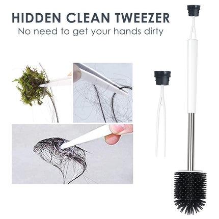 Deep-Cleaning Silicone Toilet Brush with Base for Bathroom or Guest Toilet, White, Antibacterial