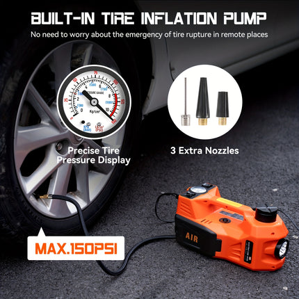 12V/24V/36V Compatible 5-Ton (5T) Heavy-Duty Hydraulic Car Jack with Air Compressor