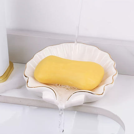 1pc Ceramic Shell Soap Dish for Bathroom Sink, Perfect for Christmas And Holiday Gifts.