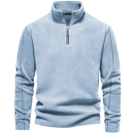 Fashion Personality Stand-collar Zippered Sweatshirt With Fleece Winter Casual Pullover Top Men's Clothing