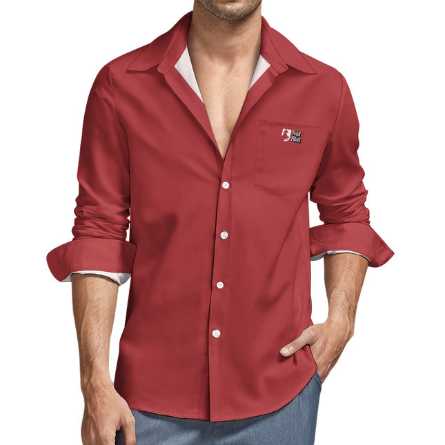 Peach Velvet Casual One Pocket Long Sleeve Shirt