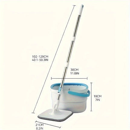 Wash Mop And Bucket Set, With Total 3 Mop Cloths, Household Rotating Floor Mop, Lazy Mop,