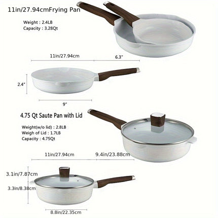 Pots and Pans Set with Lids, Granite Stone Cookware Sets Suitable for Gas, Electric,