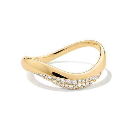 Irregular Wave Zircon Diamond-Inlaid Minimalist All-Match Light-Luxury Ring