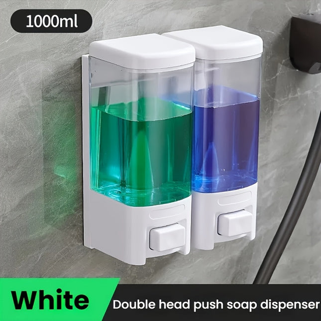 2pcs White Wall-Mounted Soap Dispenser/Bath Gel Hand Wash Bottle | Ideal for Bathroom, Kitchen
