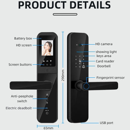 Cat Eye Camera Smart Fingerprint Password Timber Door Lock