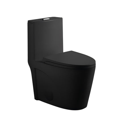Matte Black One-Piece Toilet with Tornado Flush, Dual Flush, and ADA Height Comfort Chair