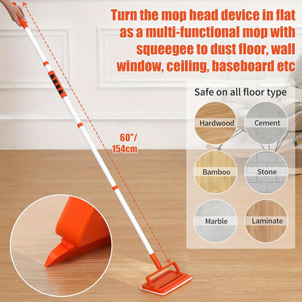 Extendable Ceiling Fan Duster With 62.5" Long Handle Reusable Chenille & Microfiber Mop