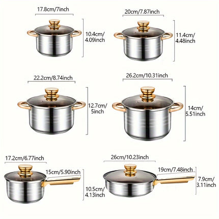 12pcs 10pcs Classic Cookware Set Stainless Steel Pots And Pans Set Pots For Cooking,