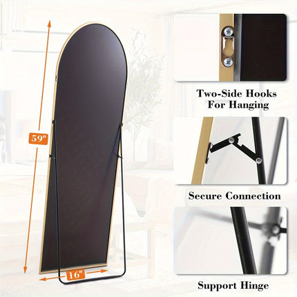 Mirror with Stand - Aluminum Alloy Thin Frame Floor Standing, Leaning or Wall-Mounted, 2 Sizes,