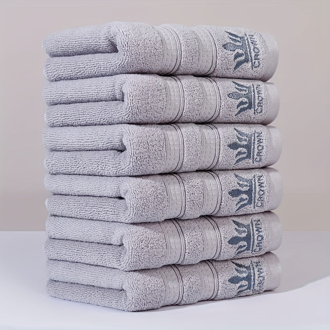 msekko 6pcs 100% Cotton Heavy-Duty Towel Suite Luxury Crown Embroidery, Thick Bath Towels
