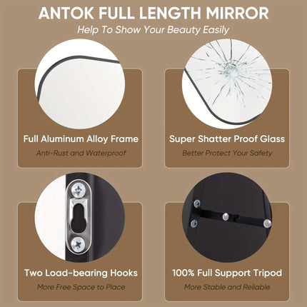 71"x32"&76"x34" Floor Mirror Freestanding, Arched Floor Standing Large Mirror Full Body Mirror