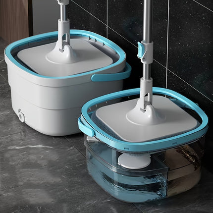 4PCS/SET rotating square mop set, equipped with mop bucket+2 washable and reusable ultra-fine fiber mops