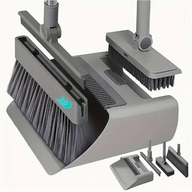 4 in 1 Multifunctional Broom and Dustpan Combo Set with 111.76cm Long Handle