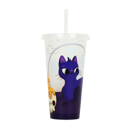 720ml Plastic Sippy Cup Halloween Luminous Straw Cup