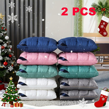 2pcs Adult Bed Pillows - Medium Support Neck & Back Suitable for Side/Back/Stomach Sleepers