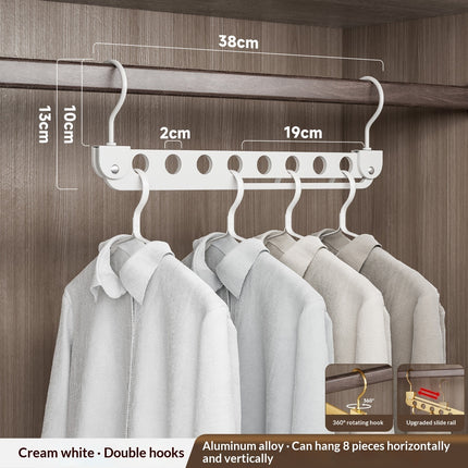 Multi-functional Foldable Aluminum Alloy Clothes Hanger With Eight Hooks For Home Use