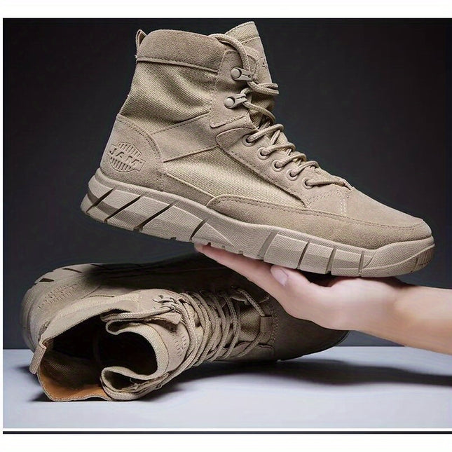 Men's Workwear-Inspired Low-Top Sneakers - Durable PU Upper & Rubber Sole, Breathable Fabric Lining,