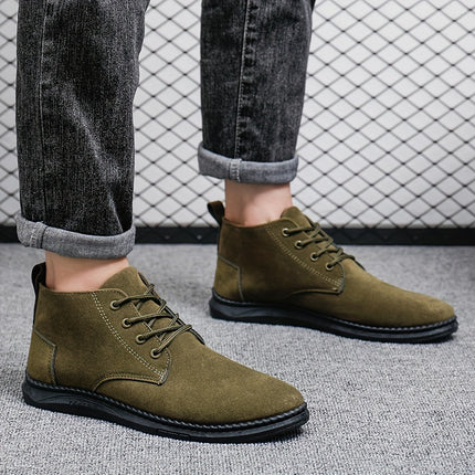 Men'S Casual Lace-Up Loafers - Brown Faux, Soft Sole, Round Toe, Comfortable Walking