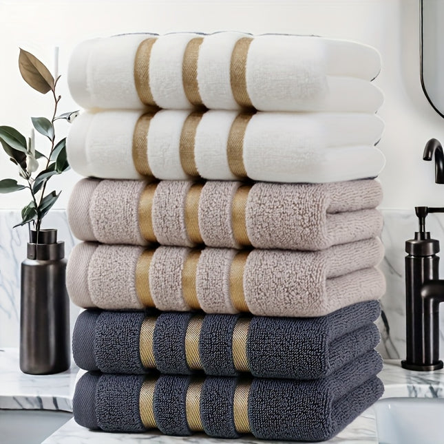 Luxury 6pcs Towel Set, 100% Pure Cotton Hand Towels, 35*75cm, Striped Pattern
