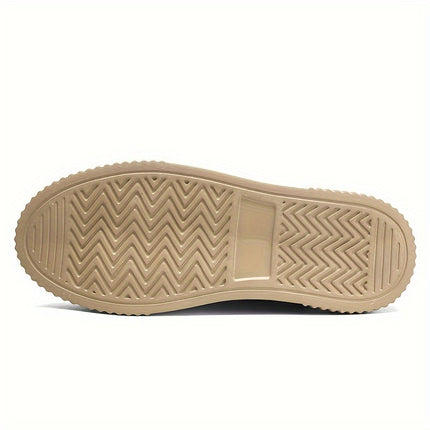 Men's Lightweight Lace-Up Casual Sneakers - Stylish Beige Low-Top Skate Shoes with Durable MD Sole,