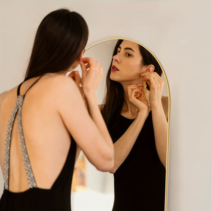 Full Length Mirror, Full Body Mirror With Stand, Hanging Or Leaning For Wall, Aluminum