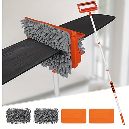 Extendable Ceiling Fan Duster With 62.5" Long Handle Reusable Chenille & Microfiber Mop