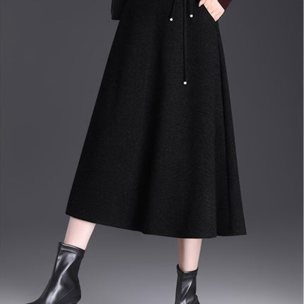 A Thick Midi Skirt for Autumn And Winter, Featuring a High Waist That Is Loose And Flattering