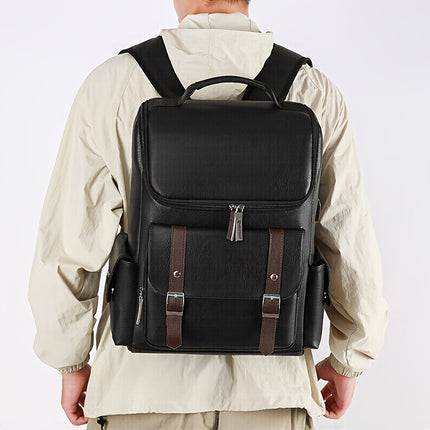 Men's Vintage Multi-Pocket Backpack Compatible for MacBook/Airport - Convertible Travel Bag
