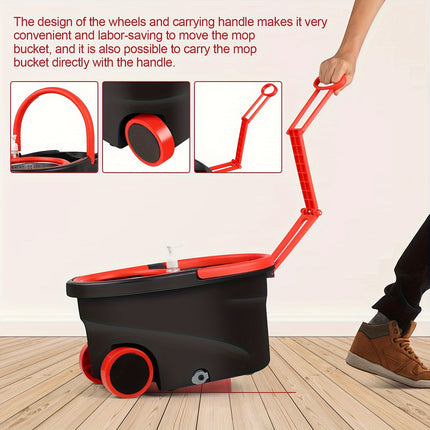 Spin Mop and Bucket with Wringer Set on Wheels, 360°