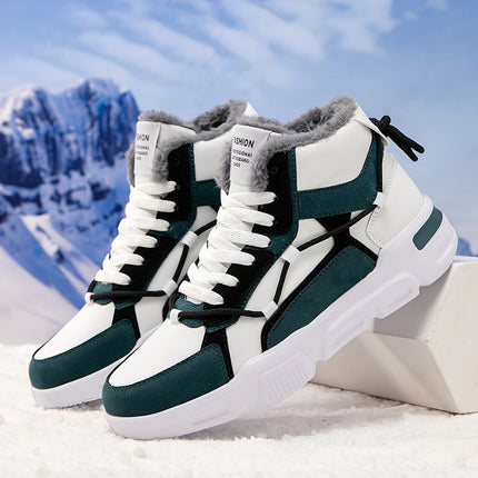 Men'S Color-Blocking High-Top Sneakers with Front Laces for Skating And Sports.