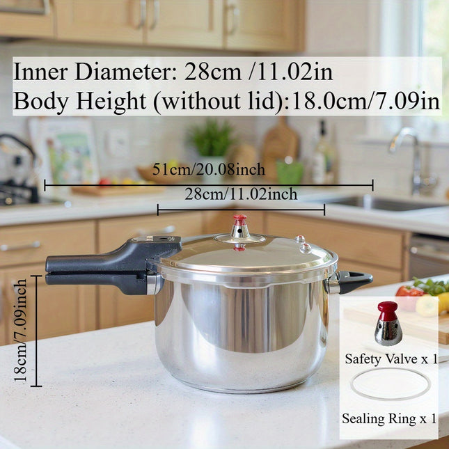 28cm/ 30cm/ 32cm Stainless Steel Pressure Cooker - Heat-Resistant Handle & Safety Valve