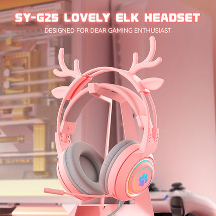 The SY-G25 Cute Deer Ear Gaming Headset Is a Wired, Over-Ear Headphone Designed for Esports.