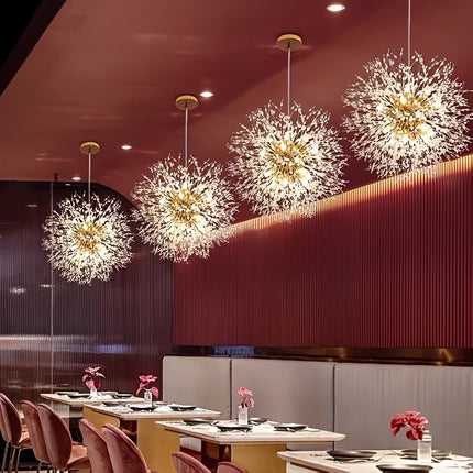 1 luxury Golden crystal chandelier, modern dandelion design, adjustable suspension cable