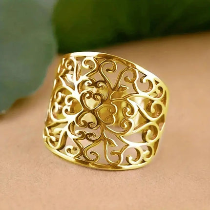 Retro Openwork Pattern Ring For Everyday Casual Wear