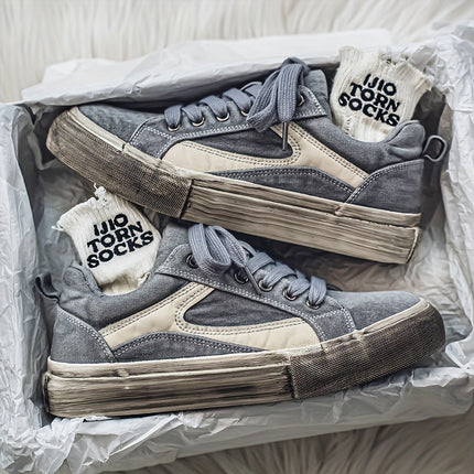 [sneakers] 2024 Autumn And Winter New Vintage Distressed Canvas Shoes for Men, Skate Shoes