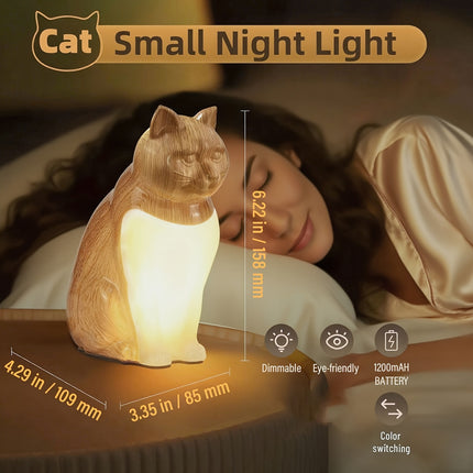 1pc Cute Cat Night Light | Touch Control, Adjustable Brightness, USB Rechargeable, Ideal for Bedroom