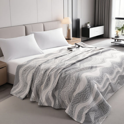 3 Layers Egyptian Cotton Muslin Bed Blanket, Breathable Yarn Dyed Quilt Perfect for Couch, Bed