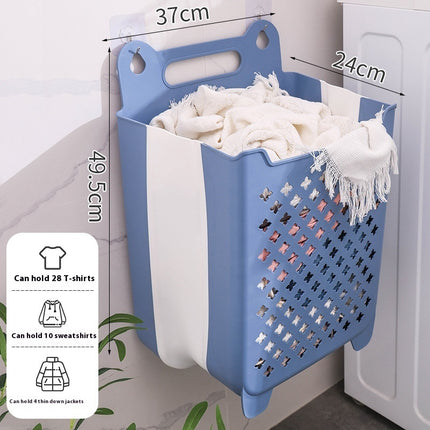 Dirty Clothes Household Laundry Basket Wall Hanging Foldable Bathroom